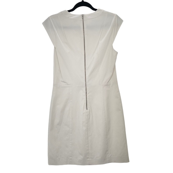 Theory Women's White Minimalist Sophisticated Cap Sleeve Shift Dress Size 8 - Picture 4 of 11